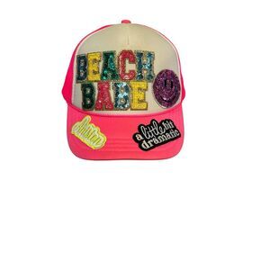 Otto Pink Trucker Hat Sequin Beach Summer Adjustable Snapback Cap